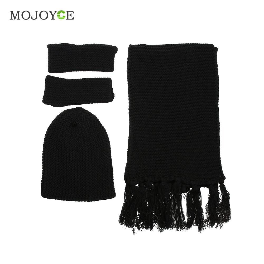 Thick Acrylic Women Knit Hat Scarf Gloves Set Outdoor Warm Beanie 1STL ELY