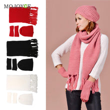 Thick Acrylic Women Knit Hat Scarf Gloves Set Outdoor Warm Beanie 1STL ELY