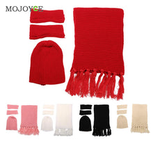 Thick Acrylic Women Knit Hat Scarf Gloves Set Outdoor Warm Beanie 1STL ELY