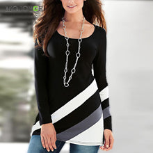 Tshirt Women Long Sleeve Black and White Diagonal Stripes T Shirt Women Tops Camisas Femininas Blusas Femininas ELY