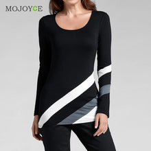 Tshirt Women Long Sleeve Black and White Diagonal Stripes T Shirt Women Tops Camisas Femininas Blusas Femininas ELY