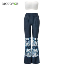 Two Pieces Women Sets Sleeveless Bandage Bodycon Top Trousers High Waist Crop Top Printing Pants ELY