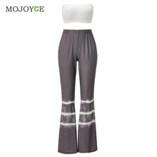 Two Pieces Women Sets Sleeveless Bandage Bodycon Top Trousers High Waist Crop Top Printing Pants ELY