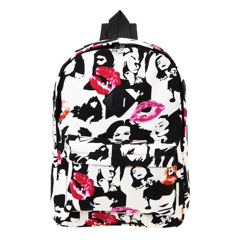 Unique Printing Canvas Backpacks Student School Bag Cartoon Print Rucksack Travel Pack Graffiti Bolsa Mochila ELY