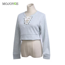 V Neck Hoodies Chic Lace Up Sweatshirt Women Grey Long Sleeved Hoodie Casual Suit Women Suits for Women ELY