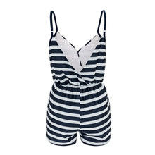 V Neck Jumpsuit Sleeveless Strap Backless Women Rompers Striped Playsuit Bodysuit Women Combinaison Femme Overalls 1STL ELY