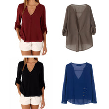 V-neck Long Sleeve Chiffon Women Blouses Mini Blusas Plus Size Blouse Loose Women Tops Shirt Women Blusas Femininas 1STL ELY
