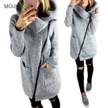 Warm Fleece Jacket Slant Zipper Collared Coat Slim fit Women Clothes Plus Size Zipper Women Jacket ELY