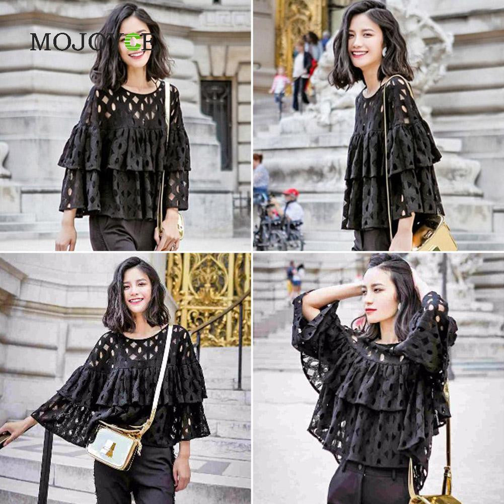 Women Blouse Blusa Elegant Lace Hollow Out Casual Circle Shirts Women Blusas Camisa Feminina Tops Blusa Feminino ELY