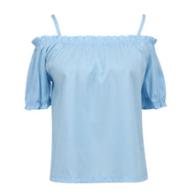 Women Blouses Blusas Women tops Ladies Off Shoulder Tops Casual Blouses Blue Shirt Women camisa feminina ELY