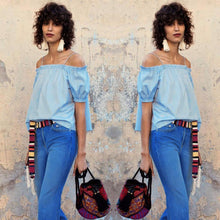 Women Blouses Blusas Women tops Ladies Off Shoulder Tops Casual Blouses Blue Shirt Women camisa feminina ELY