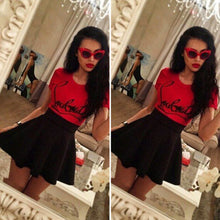 Women Casual Chiffon T-Shirts Short Sleeve Letter Print Shirt Red T-shirt Top T-Shirts Wpmen Tops Crop Tops 1STL ELY