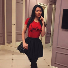 Women Casual Chiffon T-Shirts Short Sleeve Letter Print Shirt Red T-shirt Top T-Shirts Wpmen Tops Crop Tops 1STL ELY
