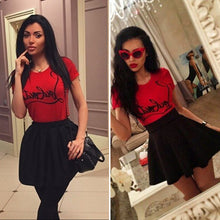 Women Casual Chiffon T-Shirts Short Sleeve Letter Print Shirt Red T-shirt Top T-Shirts Wpmen Tops Crop Tops 1STL ELY