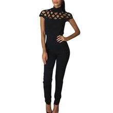 Women Choker High Neck Caged Sleeve Playsuit Ladies Jumpsuit Long Rompers Women Jumpsuits Bodysuits Femme Combinaison ELY