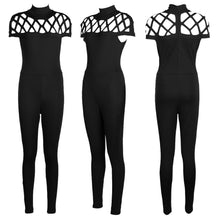 Women Choker High Neck Caged Sleeve Playsuit Ladies Jumpsuit Long Rompers Women Jumpsuits Bodysuits Femme Combinaison ELY