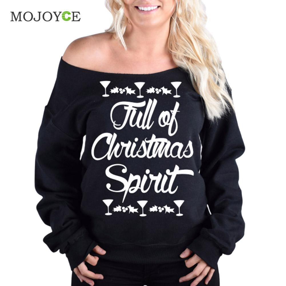 Women Christmas Hoodie Sweatshirt Jumper Letter Sweatershirt Women Hooded Pullover Hoodie Women Pullover Black 1STL ELY