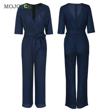Women Clubwear Long Pants V - Neck Thick Lace Playsuit Bodycon Party Jumpsuit Half Sleeve Romper Trousers ELY