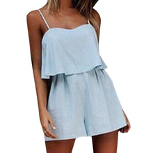 Women Clubwear Playsuit Spaghetti Strap Combinaison Bodycon Party Jumpsuit Blue Romper Women Jumpsuit Combinaison Femme ELY
