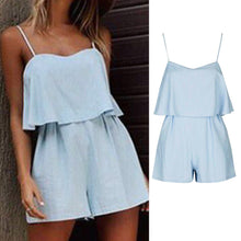 Women Clubwear Playsuit Spaghetti Strap Combinaison Bodycon Party Jumpsuit Blue Romper Women Jumpsuit Combinaison Femme ELY