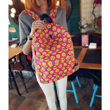 Women Emoji Canvas Backpack Smiley Face School Rucksack Bag Shoulder School Bag Satchel Travel Bags Mochila Feminina ELY