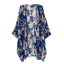 Women Floral Print Casual Kimono Cardigan Bikini Cover Up Outerwear 1STL ELY