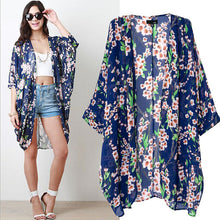 Women Floral Print Casual Kimono Cardigan Bikini Cover Up Outerwear 1STL ELY