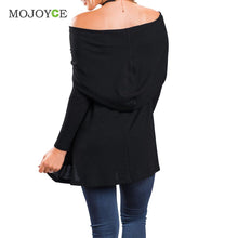Women Knit T Shirt Long Sleeved Word Shoulder Knit Top Blusa Slash Neck Black Women Tops Pullover Off Shoulder Tee ELY