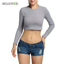 Women Knitted T shirt High Neck Long Sleeve Cropped Backless Slim Blusas Femininas Crop Tops Blusa Tee ELY