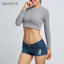 Women Knitted T shirt High Neck Long Sleeve Cropped Backless Slim Blusas Femininas Crop Tops Blusa Tee ELY