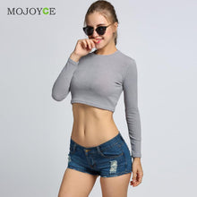Women Knitted T shirt High Neck Long Sleeve Cropped Backless Slim Blusas Femininas Crop Tops Blusa Tee ELY