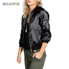 Women Ladies Classic Padded Bomber Jacket Vintage Shiny Tribute Silk Zip Up Biker Coat Stylis Outerwear 1STL ELY