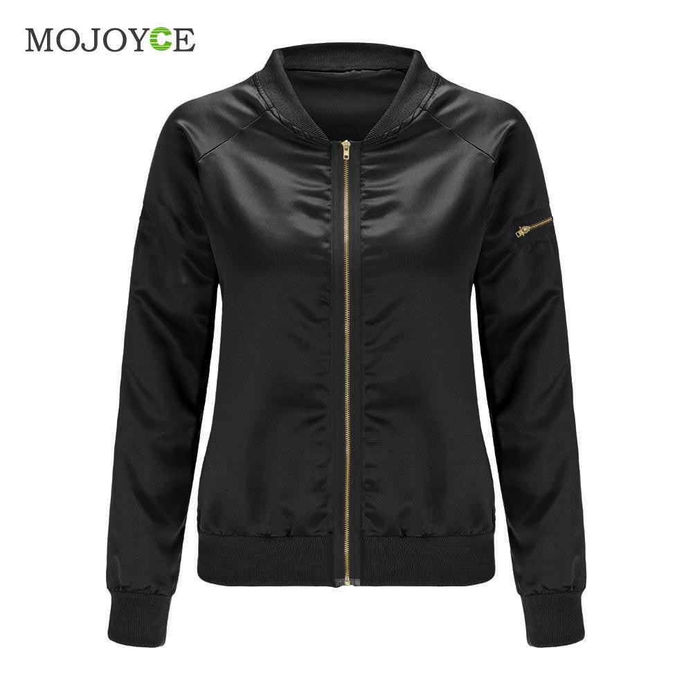 Women Ladies Classic Padded Bomber Jacket Vintage Shiny Tribute Silk Zip Up Biker Coat Stylis Outerwear 1STL ELY