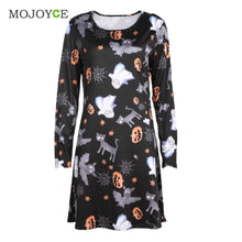 Women Ladies Halloween Prints Swing Skater Halloween Dress 1STL ELY