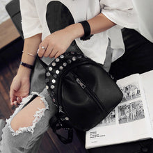 Women Leather Backpacks Rivet Schoolbags for Teenage Girls Bagpack Lady Small Travel Backpack Mochila Black Bags ELY