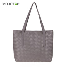 Women Leather Handbag PU Knitting Plaid Crocodile Pattern Messenger Crossbody Bag Big Tote Bolsas Femininas Sac a main ELY