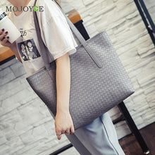 Women Leather Handbag PU Knitting Plaid Crocodile Pattern Messenger Crossbody Bag Big Tote Bolsas Femininas Sac a main ELY