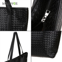 Women Leather Handbag PU Knitting Plaid Crocodile Pattern Messenger Crossbody Bag Big Tote Bolsas Femininas Sac a main ELY