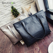 Women Leather Handbag PU Knitting Plaid Crocodile Pattern Messenger Crossbody Bag Big Tote Bolsas Femininas Sac a main ELY