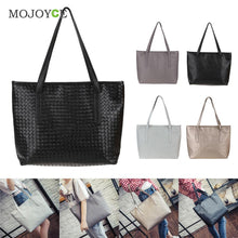 Women Leather Handbag PU Knitting Plaid Crocodile Pattern Messenger Crossbody Bag Big Tote Bolsas Femininas Sac a main ELY