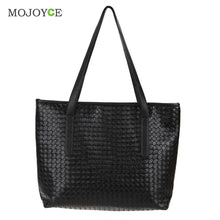 Women Leather Handbag PU Knitting Plaid Crocodile Pattern Messenger Crossbody Bag Big Tote Bolsas Femininas Sac a main ELY