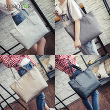 Women Leather Handbag PU Knitting Plaid Crocodile Pattern Messenger Crossbody Bag Big Tote Bolsas Femininas Sac a main ELY