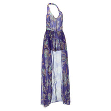 Women Multi-Color Floral Printing Blue Pink Romper Long Dress 1STL ELY