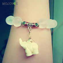 Women Natural Matte Crystal Bracelets Sweet Elephant Beaded Bracelet Fahion Jewelry 1STL ELY
