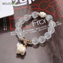Women Natural Matte Crystal Bracelets Sweet Elephant Beaded Bracelet Fahion Jewelry 1STL ELY