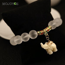 Women Natural Matte Crystal Bracelets Sweet Elephant Beaded Bracelet Fahion Jewelry 1STL ELY