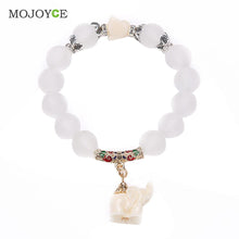 Women Natural Matte Crystal Bracelets Sweet Elephant Beaded Bracelet Fahion Jewelry 1STL ELY