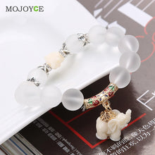 Women Natural Matte Crystal Bracelets Sweet Elephant Beaded Bracelet Fahion Jewelry 1STL ELY
