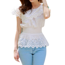 Women Off Shoulder Casual Tops Blouse Lace Crochet Shirt Wihite Blusas Femininas Kimono Women Tops Shirt 1STL ELY