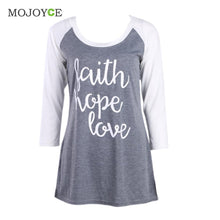 Women Round Collar 4/3 Sleeve Tops Casual Letter Print T-Shirt Blusa 1STL ELY